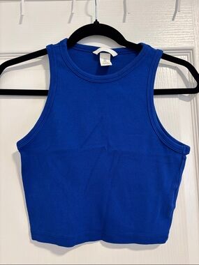 H&M Women’s Ribbed Crop Tank Top - Blue